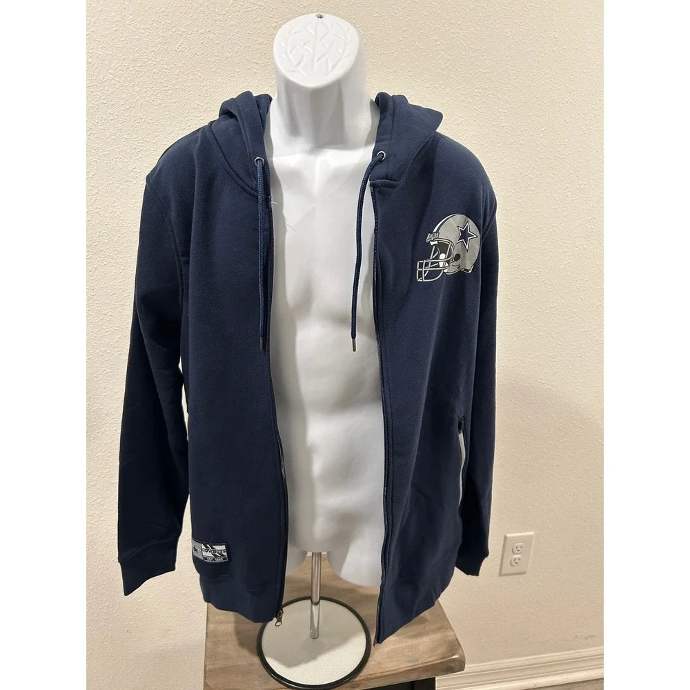 NFL Ultra Game Dallas Cowboys Mens Navy Blue Full Zip Hoodie Sweatshirt NEW - Picture 3 of 13